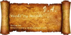 Vozáry Anikó névjegykártya